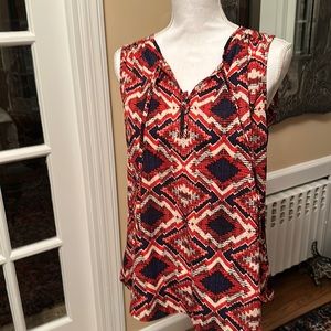 Kenar blouse size medium red cream and blue